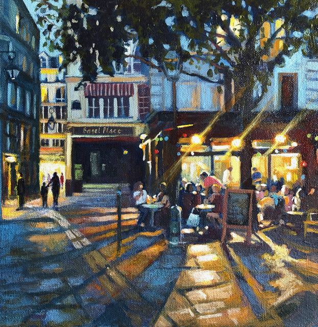 Paris Cafe, Acrylic, 35 x 35cm, sold